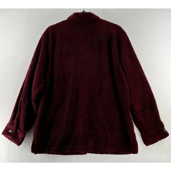 True Grit Shirt Womens Size M Deep Pile Fleece Button Up Long Sleeve Burgundy - Picture 2 of 11